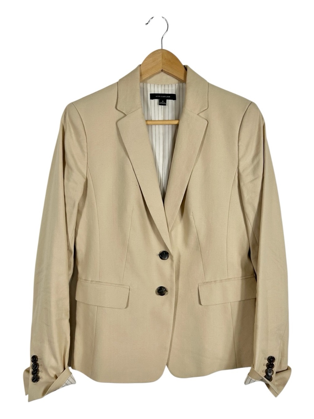 Ann Taylor Cream Tan Linen Blend Blazer Size 4
